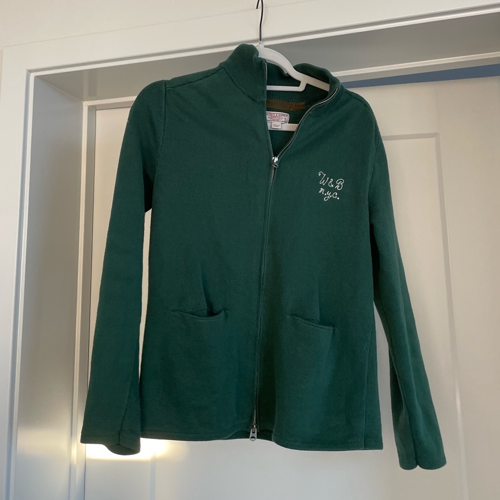 Wallace and Barnes preppy vintage green zip sweater